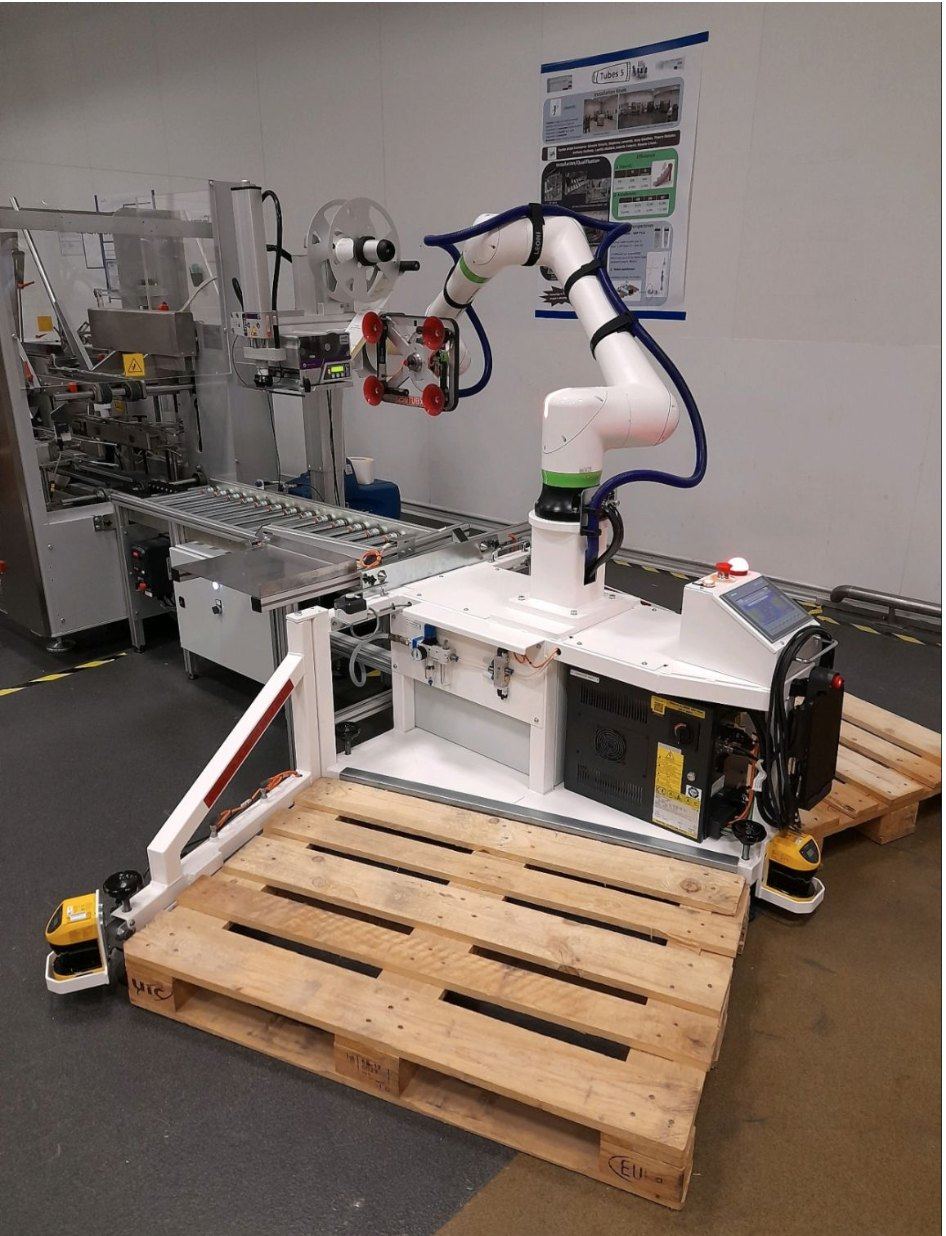 Cobot de palettisation en fin de ligne d'emballage